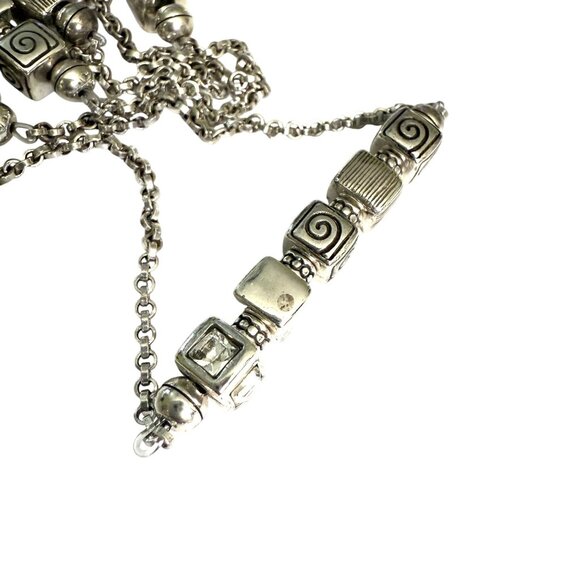 NWT Brighton Mayan Silver Tone Long Necklace With Decorative Beads Adjustable - Picture 4 of 12